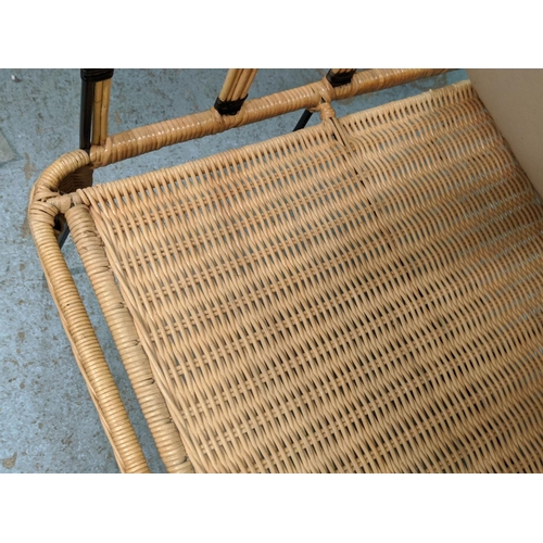 392 - PAOLO MOSCHINO CAPRI RATTAN ARMCHAIR WITH OTTOMAN, 69cm W each. (2)