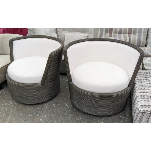 393 - PAOLO MOSCHINO PRISMO SWIVEL CHAIRS, a pair, 93cm each. (2)