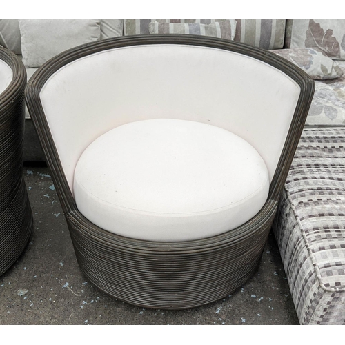 393 - PAOLO MOSCHINO PRISMO SWIVEL CHAIRS, a pair, 93cm each. (2)