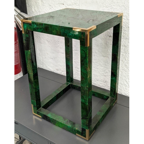 397 - PAOLO MOSCHINO SAVONA EMERALD BLOCK SIDE TABLE, 40.5cm x 41cm x 62cm.
