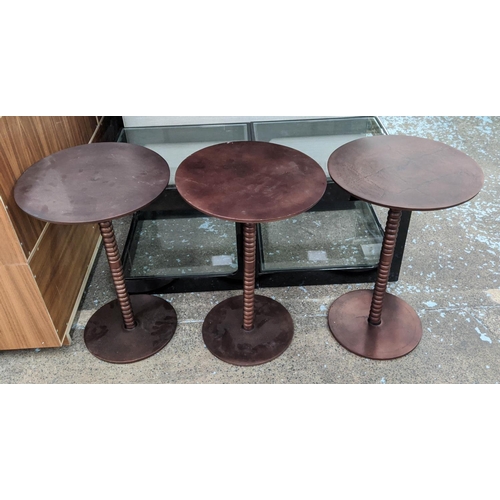415 - PAOLO MOSCHINO DIWALI SIDE TABLES, a set of three, 38cm diam. x 58cm. (3)