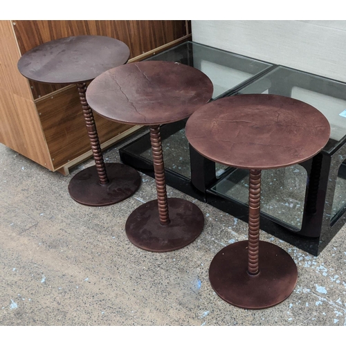 415 - PAOLO MOSCHINO DIWALI SIDE TABLES, a set of three, 38cm diam. x 58cm. (3)