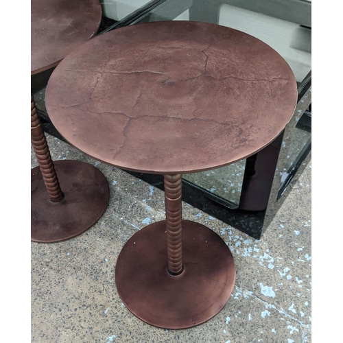415 - PAOLO MOSCHINO DIWALI SIDE TABLES, a set of three, 38cm diam. x 58cm. (3)