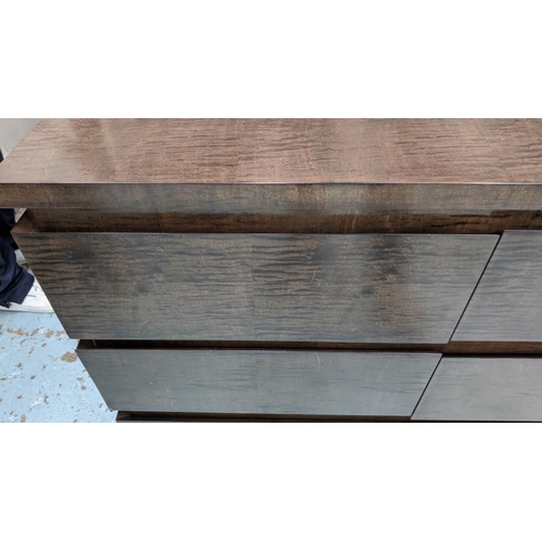 499 - SIDEBOARD, 210cm x 50cm x 76cm, bespoke design, nine drawers.