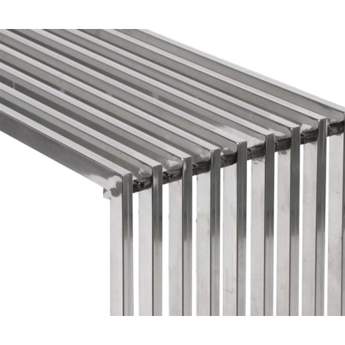 547 - CONSOLE TABLE, 85cm high x 125cm wide x 35cm deep, Bauhaus style, slatted metal.