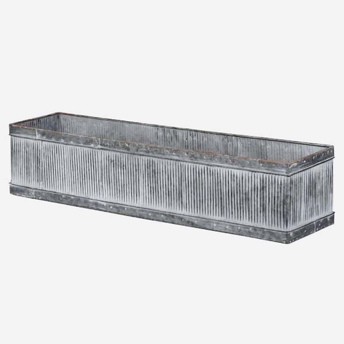 549 - TROUGH PLANTERS, a pair, 20cm high x 90cm wide x 20cm deep, galvanised metal. (2)