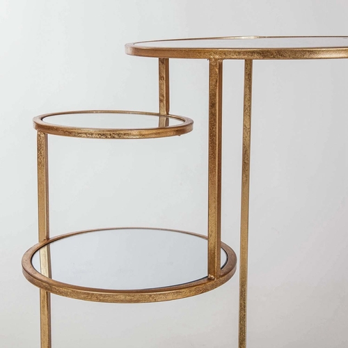 567 - SIDE TABLE, 51cm h x 41cm diam, 1970s Italian style, four-tier staggered design, mirrored glass shel... 