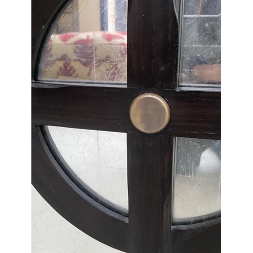 366 - JULIAN CHICHESTER ANNA SIDE CABINET, ebonised oak and silvered mirror with two lattice panelled door... 