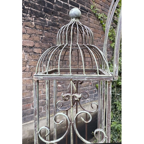 503 - ARCHITECTURAL GARDEN GATE, Regency style, aged painted metal, 250cm x 185cm x 38cm.