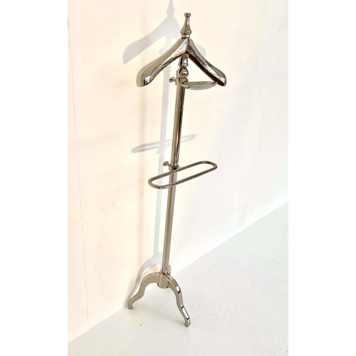 506 - GENTLEMEN'S VALET STAND, polished metal finish, 140cm high x 41cm wide x 37cm deep.