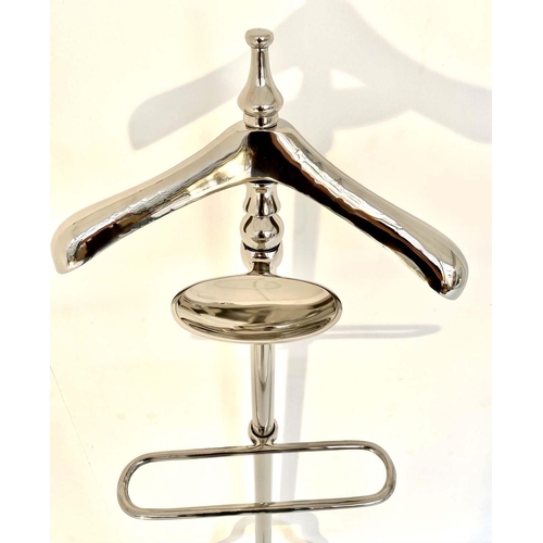 506 - GENTLEMEN'S VALET STAND, polished metal finish, 140cm high x 41cm wide x 37cm deep.