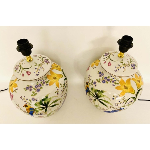 514 - TABLE LAMPS, a pair, 46cm high x 27cm diameter, glazed ceramic. (2)