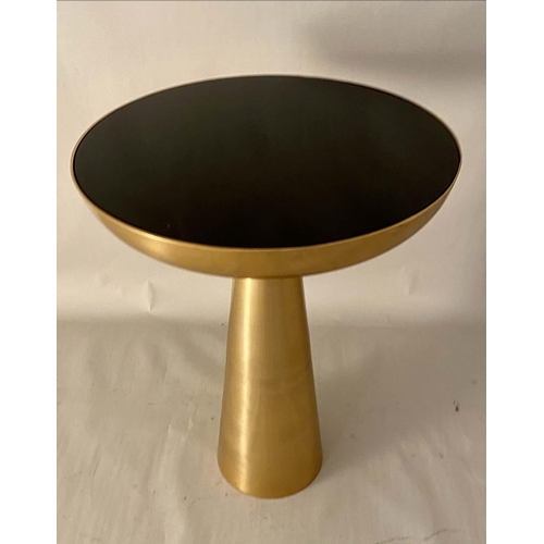 522 - SIDE TABLE, 49cm diam. x 61cm, 1970s Italian style smoked glass top, gilt metal stand.