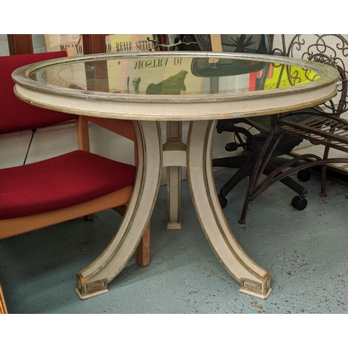 579 - DINING TABLE, 100cm x 77cm H, eglomise and gilt finish.