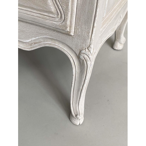 117 - COMMODE, French Louis XV style grey painted and silvered metal mounted with three long drawers, 74cm... 