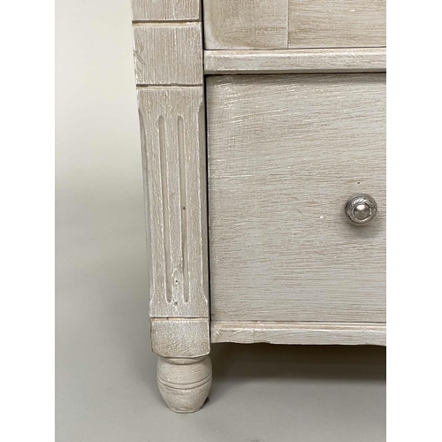 121 - ARMOIRE, French style grey painted with panelled door enclosing hanging space above a drawer, 81cm x... 