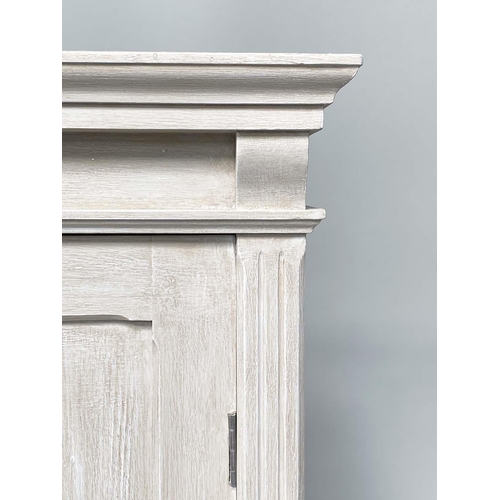 121 - ARMOIRE, French style grey painted with panelled door enclosing hanging space above a drawer, 81cm x... 