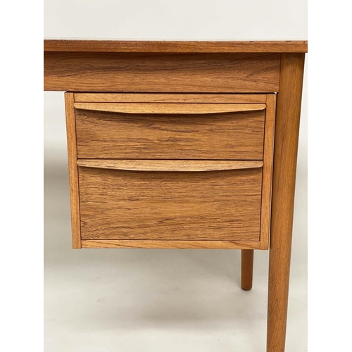 265 - ATTRIBUTED TO EJSING MOBELFABRIK DESK, 1970's Danish teak, with drop leaf sliding twin bank of drawe... 