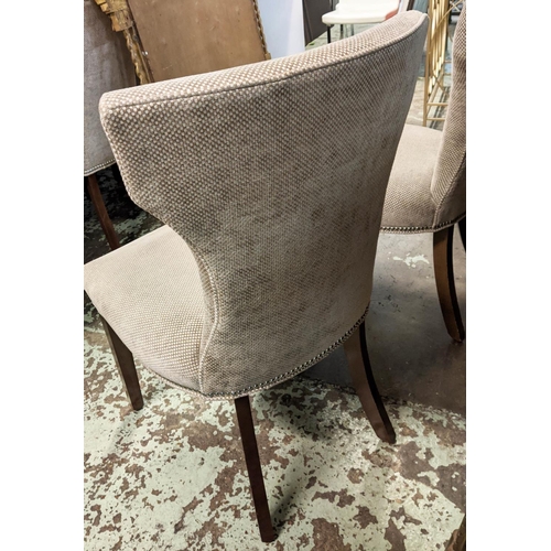 274 - DINING CHAIRS, a set of ten, 57cm x 93cm H, grey fabric upholstered. (10)