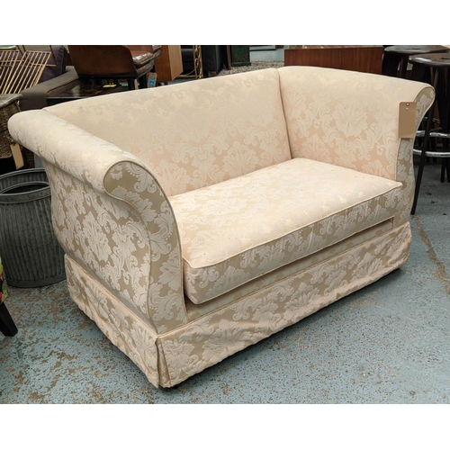 276 - SOFA, 142cm W country house style, damask upholstery.