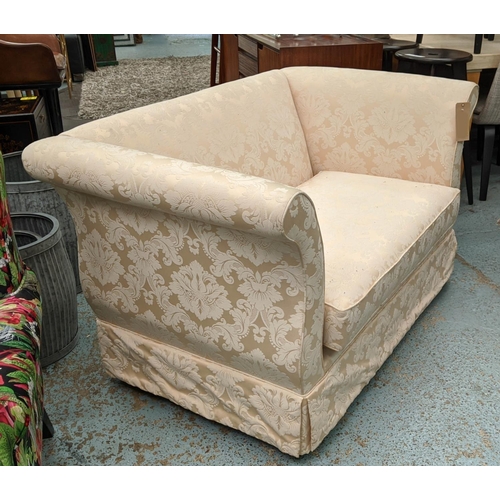 276 - SOFA, 142cm W country house style, damask upholstery.