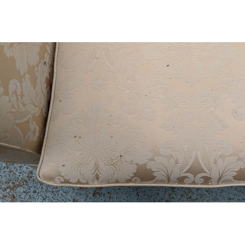 276 - SOFA, 142cm W country house style, damask upholstery.