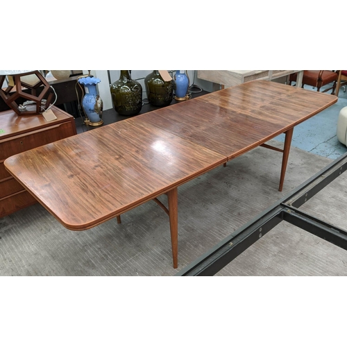 303 - DINING TABLE, vintage 20th century, extendable with two leaves, 242.5cm x 89cm x 72.5cm at largest.