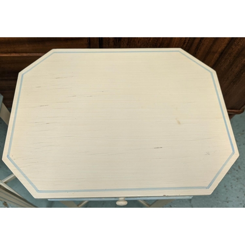 393 - SIDE TABLES, a pair, painted finish, each with one drawer, 33.5cm x 25.5cm x 64.5cm. (2)