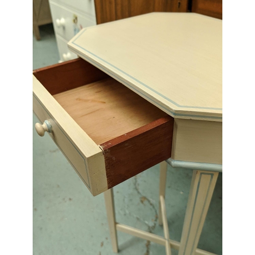 393 - SIDE TABLES, a pair, painted finish, each with one drawer, 33.5cm x 25.5cm x 64.5cm. (2)