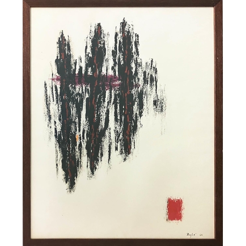 72 - ZYLE, 'Abstracts', oil on paper, 60cm x 45cm, signed, framed.