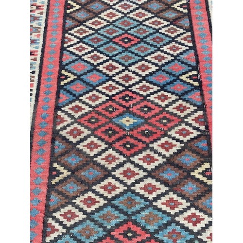 91 - ANTIQUE KURDISH RUNNER, 360cm x 90cm.