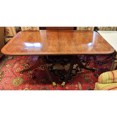 319 - ARTHUR BRETT DINING TABLE, extendable with one leaf, 221cm x 102cm x 74cm at largest approx.