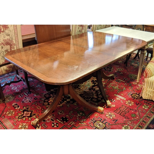 319 - ARTHUR BRETT DINING TABLE, extendable with one leaf, 221cm x 102cm x 74cm at largest approx.