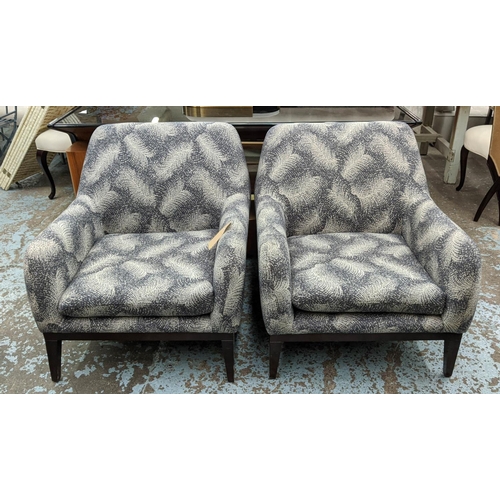 403 - HOLLAND & SHERRY ARMCHAIRS, a pair, 78cm x 88cm x 73cm, upholstered in 100% wool fabric by Holland &... 