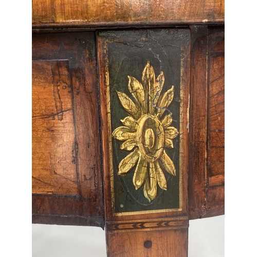 157 - SATINWOOD CARD TABLE, George III with painted D foldover baize lined top having central medallion an... 