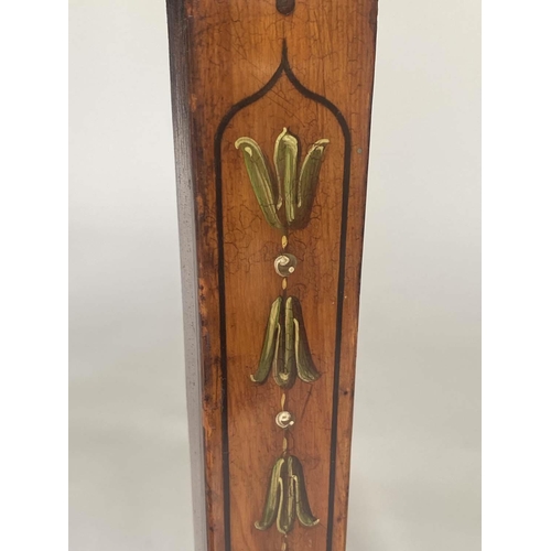 157 - SATINWOOD CARD TABLE, George III with painted D foldover baize lined top having central medallion an... 