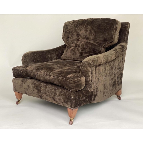 164 - ARMCHAIR, in the manner of Howard and Sons, English early 20th century, circa 1900 deep velvet uphol... 