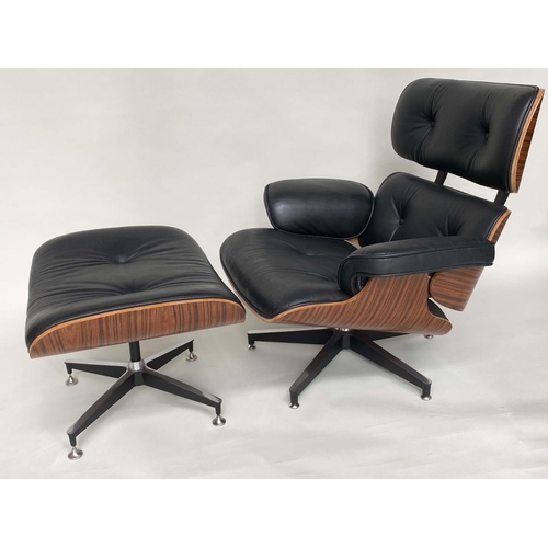 356 - AFTER CHARLES AND RAY EAMES LOUNGE CHAIR AND OTTOMAN, 86cm W. (2)