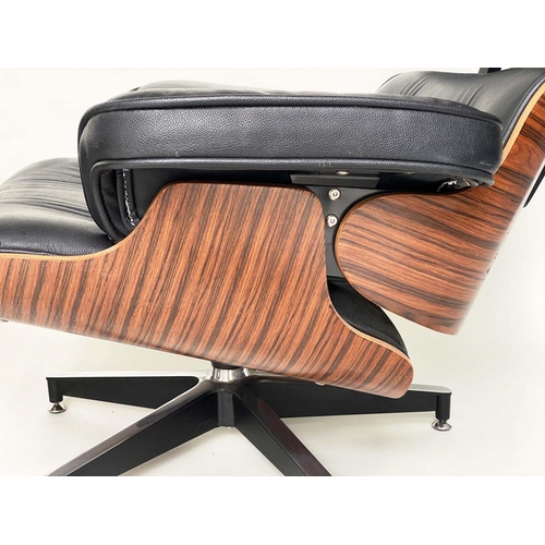 356 - AFTER CHARLES AND RAY EAMES LOUNGE CHAIR AND OTTOMAN, 86cm W. (2)