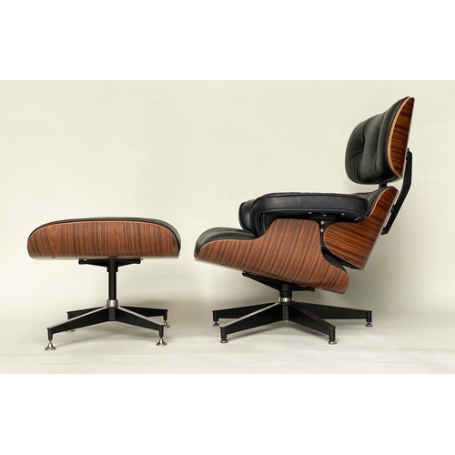 356 - AFTER CHARLES AND RAY EAMES LOUNGE CHAIR AND OTTOMAN, 86cm W. (2)