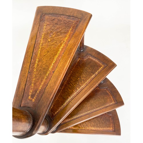 170 - LIBRARY STEPS, a set George III style mahogany with four tooled leather trimmed spiral steps, 1534cm... 