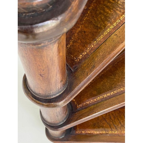 170 - LIBRARY STEPS, a set George III style mahogany with four tooled leather trimmed spiral steps, 1534cm... 