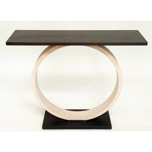 361 - OKA MAGICUS CONSOLE TABLE, ebonised and limed oak, 100cm W x 30cm D x 80cm H.