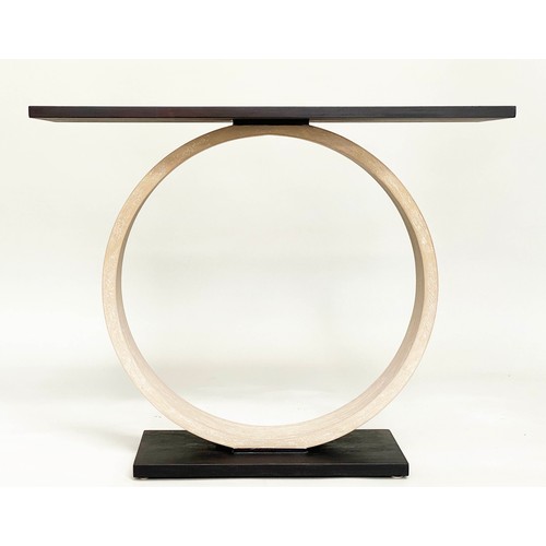 361 - OKA MAGICUS CONSOLE TABLE, ebonised and limed oak, 100cm W x 30cm D x 80cm H.