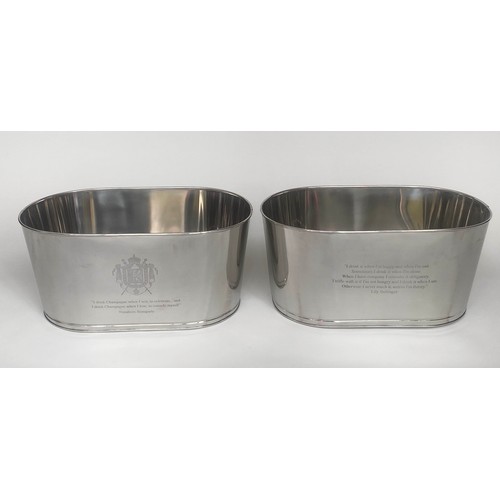 367 - CHAMPAGNE BATHS, a pair, polished metal, 64cm x 37cm x 30cm H. (2)