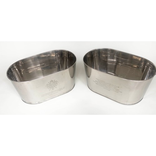 367 - CHAMPAGNE BATHS, a pair, polished metal, 64cm x 37cm x 30cm H. (2)