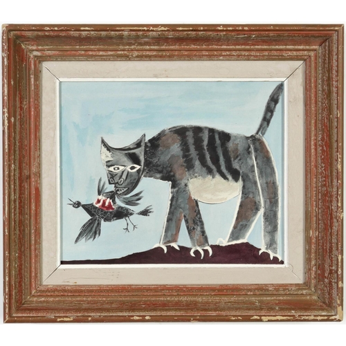 82 - PABLO PICASSO, Gatto Che Addenta un Ucello, rare pochoir 1955, limited edition 200, suite Venti Poch... 