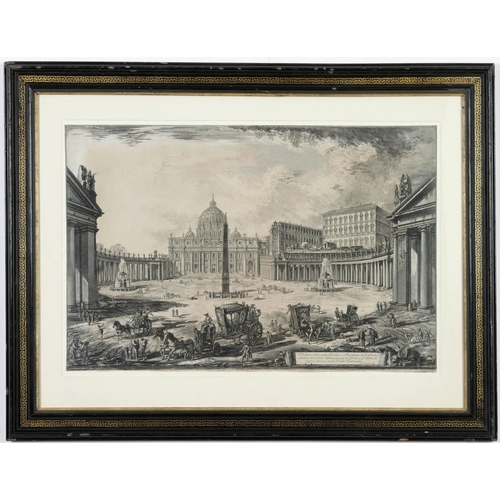 96 - GIOVANNI B PIRANESI, Veduta della Gran Piazza e Basilica di S Pietro, suite Veduta di Roma, etching ... 