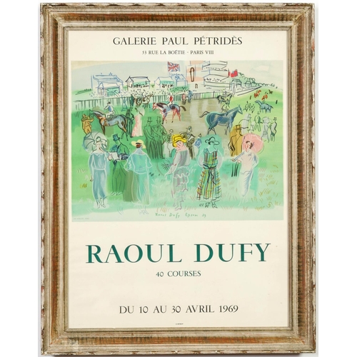 97 - RAOUL DUFY, Galerie Petrides, 40 courses, lithographic poster 1969, printed by Mourlot, vintage Fren... 