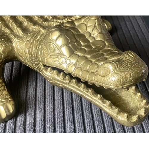 402 - CONTEMPORARY SCHOOL, sculptural crocodile, gilt metal, 35cm W x 80cm D x 20cm H.